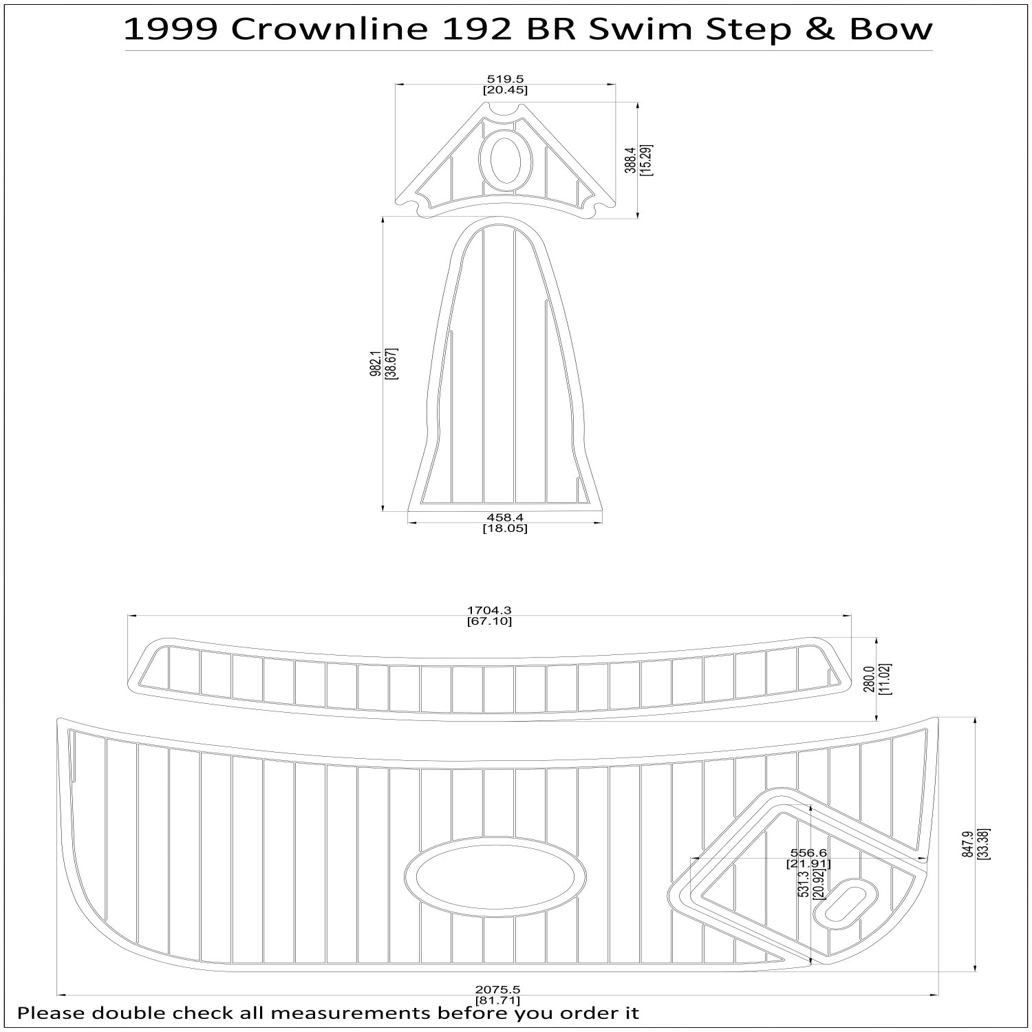 1999 Crownline 192 BR Swim Step Bow Boat EVA Faux Foam Teak Deck Floor Pad