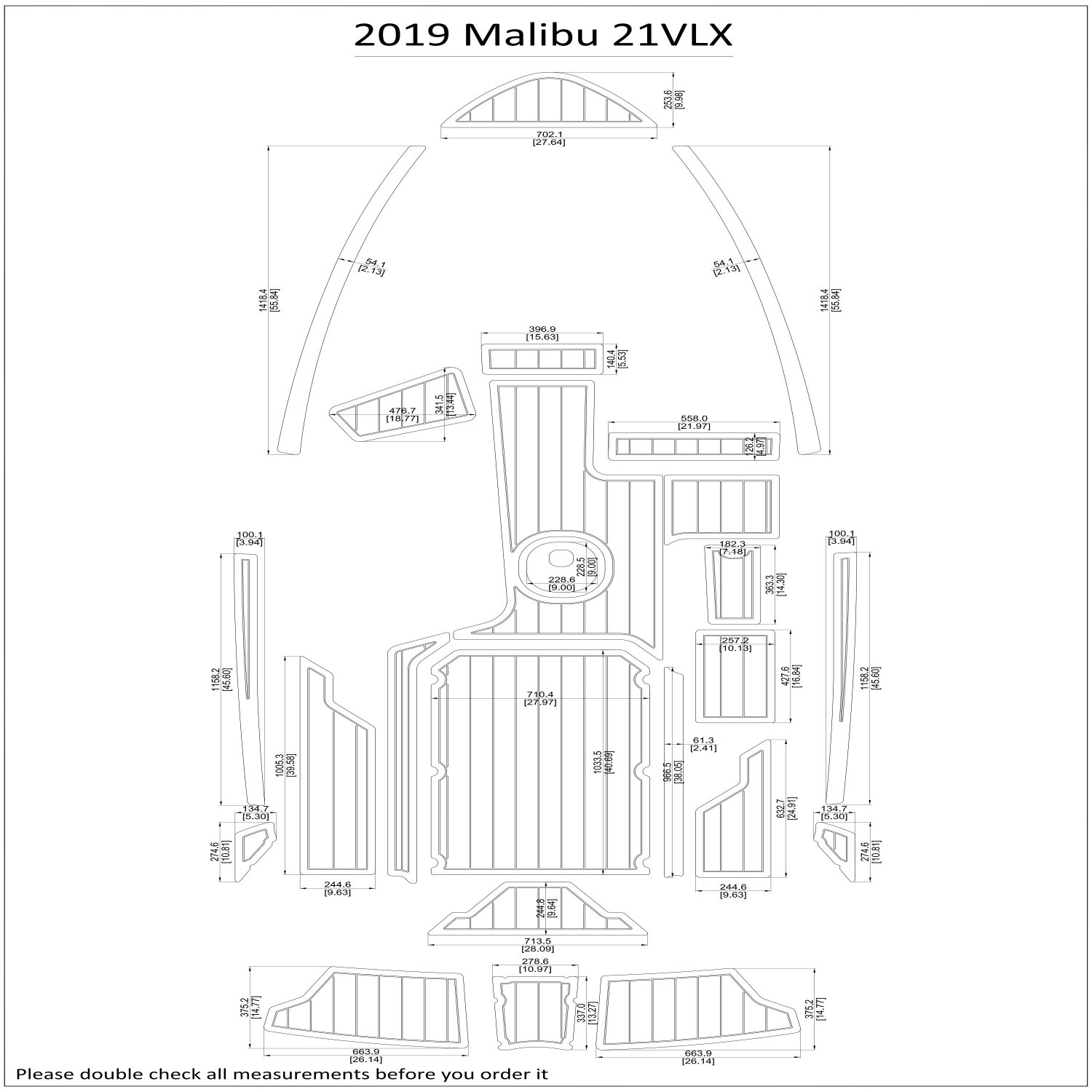 2019 Malibu 21VLX Cockpit Boat EVA Faux Foam Teak Deck Floor Pad