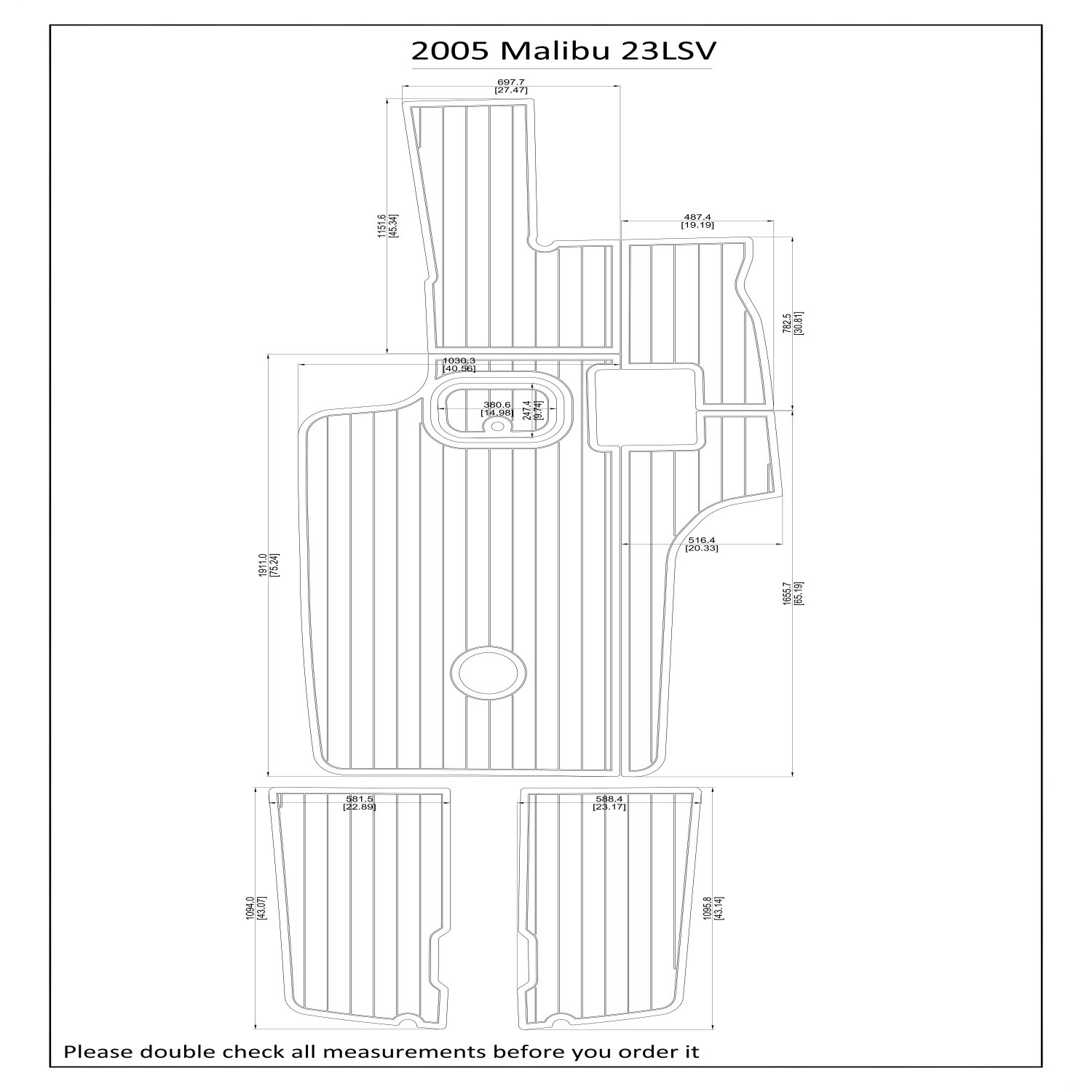 2005 Malibu 23LSV Cockpit Boat EVA Faux Foam Teak Deck Floor Pad