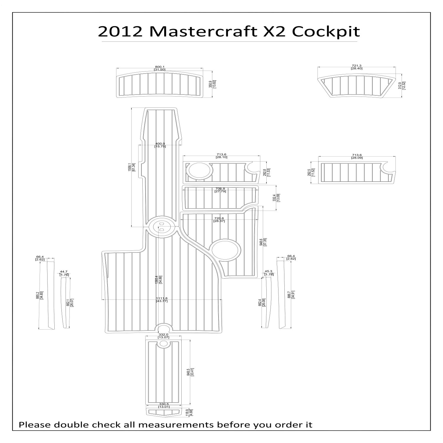 2013-2016 Mastercraft X2 Cockpit Boat EVA Faux Foam Teak Deck Floor Pad