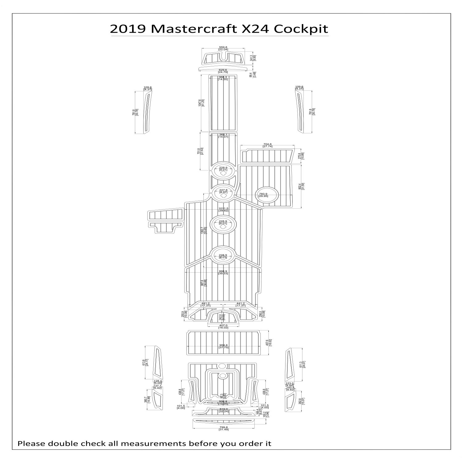 2019 Mastercraft X24 Cockpit Boat EVA Faux Foam Teak Deck Floor Pad