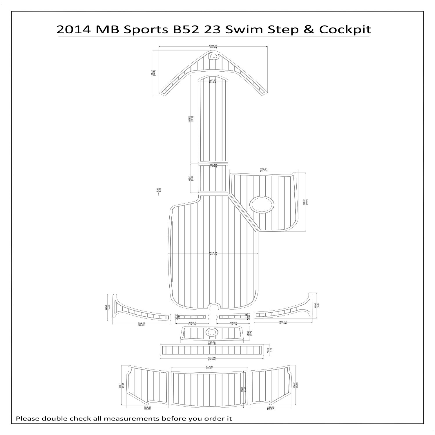2014 MB Sports B52 23 Swim Step Cockpit Boat EVA Faux Foam Teak Deck Floor Pad