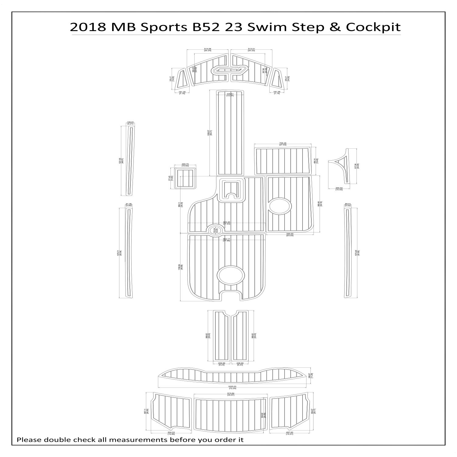 2018 MB Sports B52 23 Swim Step Cockpit Boat EVA Faux Foam Teak Deck Floor Pad