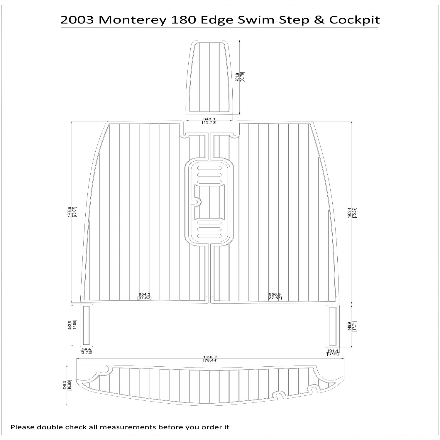 2003 Monterey 180 Edge Swim Step Cockpit Boat EVA Faux Foam Teak Deck Floor Pad