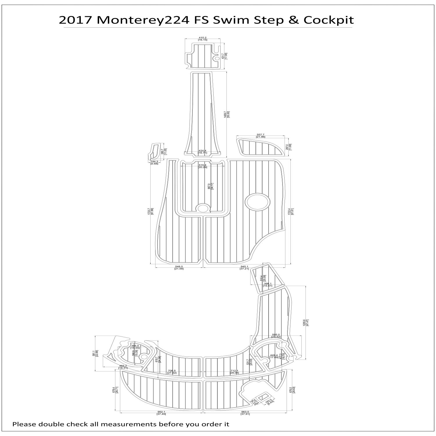 2017 Monterey 224FS Swim Step Cockpit Boat EVA Faux Foam Teak Deck Floor Pad