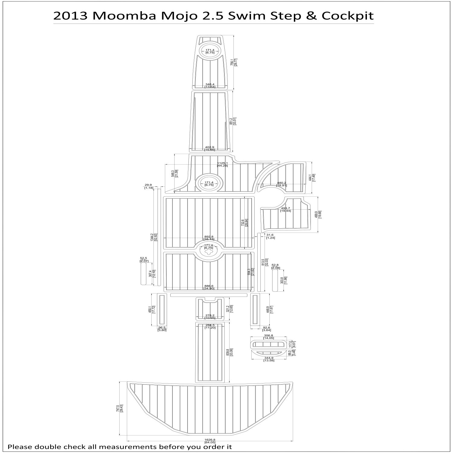 2013 Moomba Mojo 2.5 Swim Step Cockpit Boat EVA Faux Foam Teak Deck Floor Pad