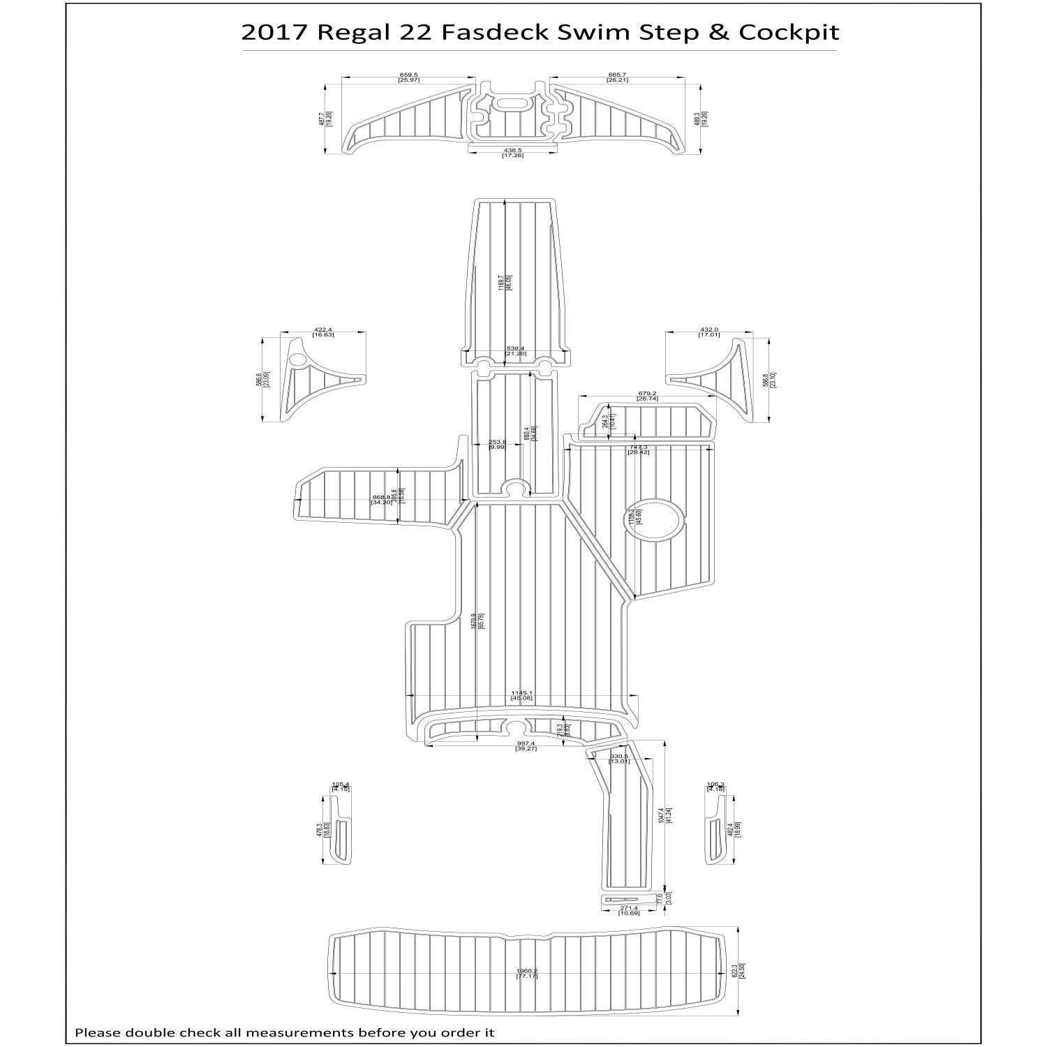 2017 Regal 22 Fasdeck Swim Step Cockpit Boat EVA Faux Foam Teak Deck Floor Pad