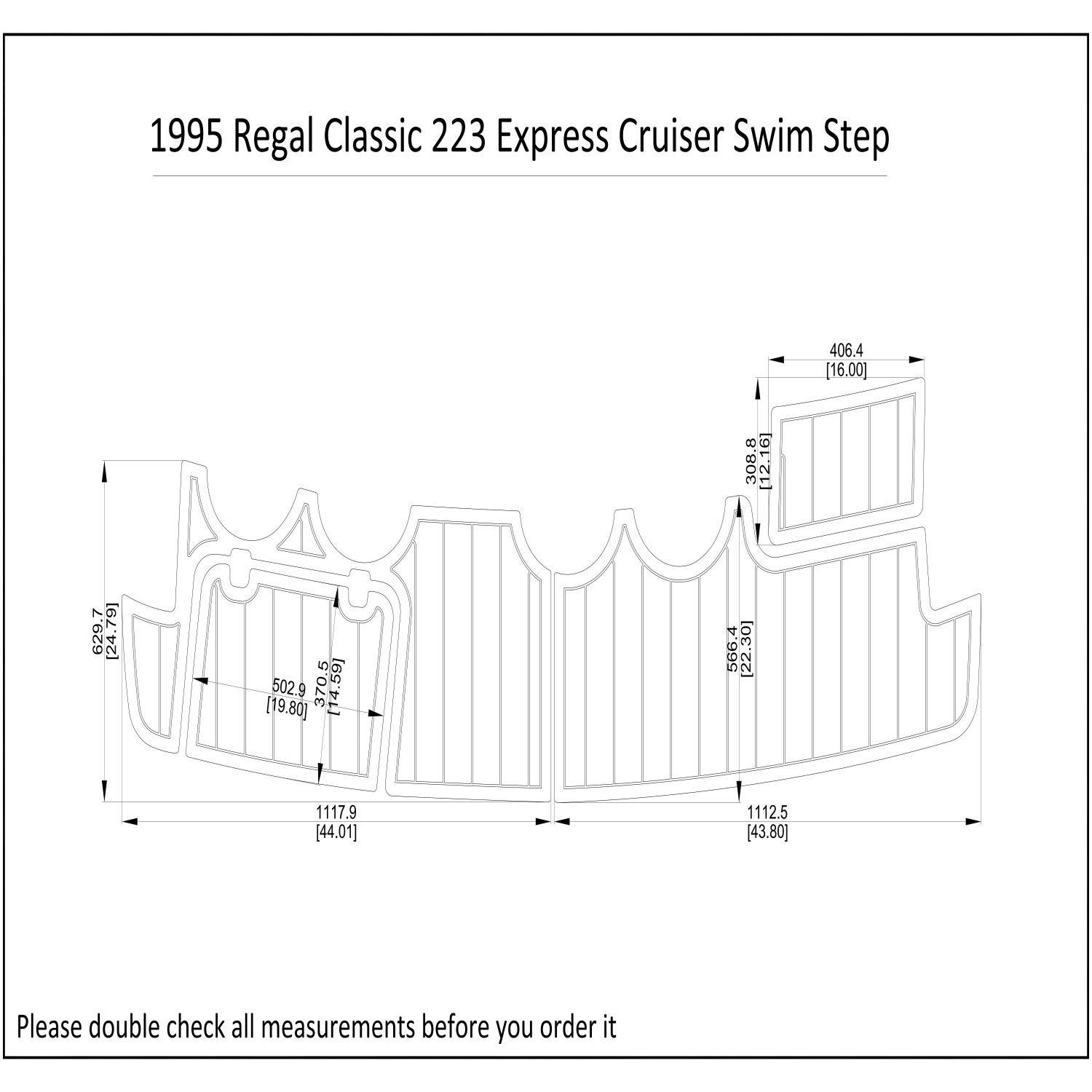 1995 Regal Classic 223 Express Cruiser Swim Step Boat EVA Foam Teak Deck Floor