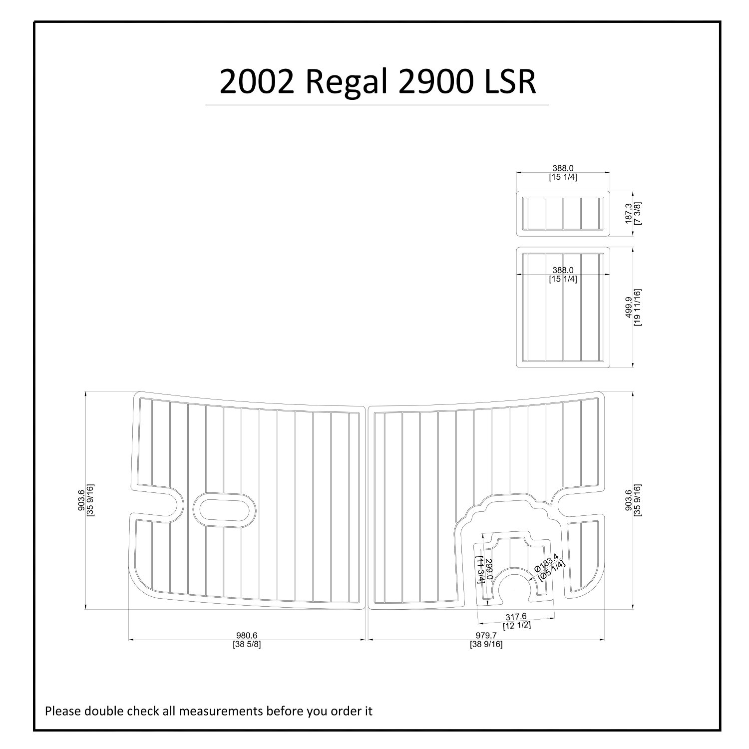2002 Regal 2900 LSR Swim Platform Boat EVA Faux Foam Teak Deck Floor Pad