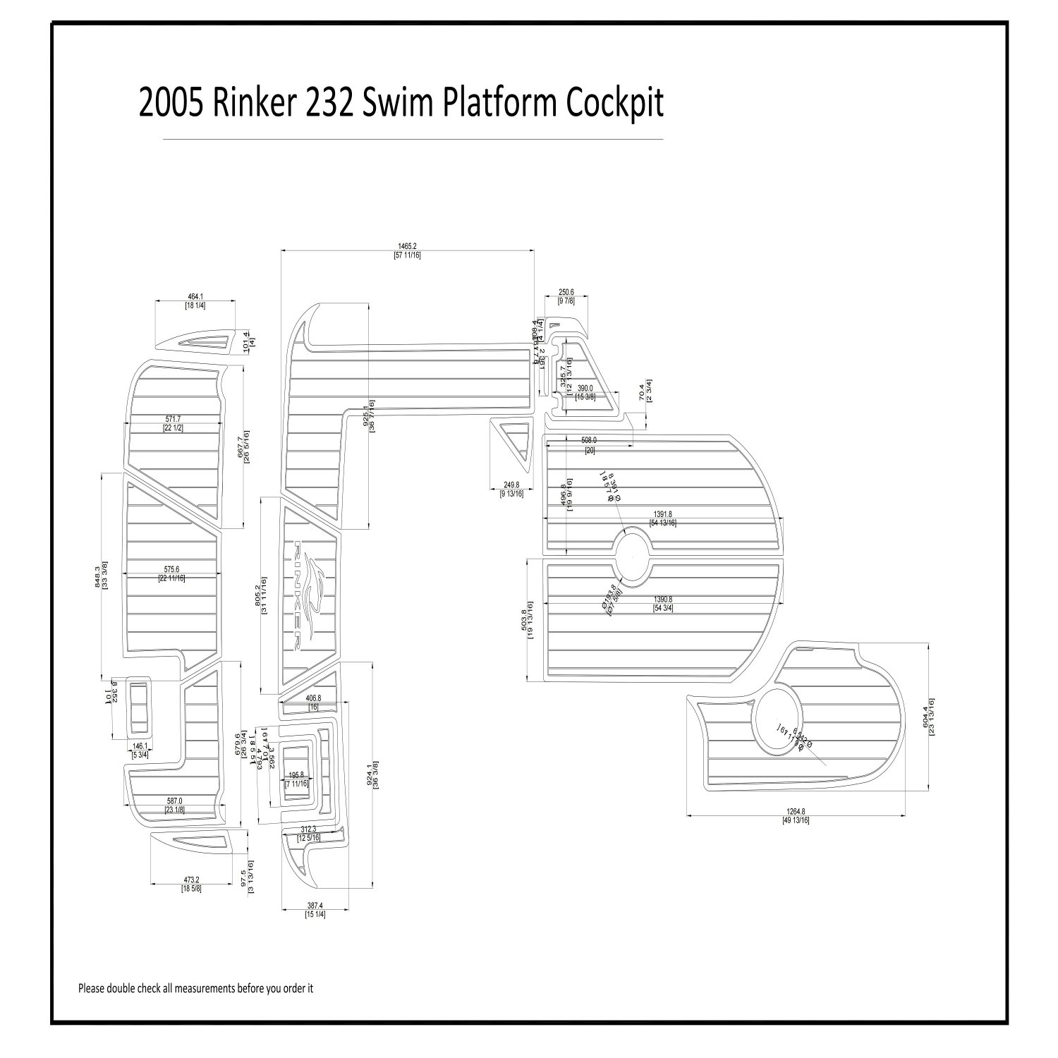 2005 Rinker 232 Swim Platform Cockpit Boat EVA Faux Foam Teak Deck Floor Pad