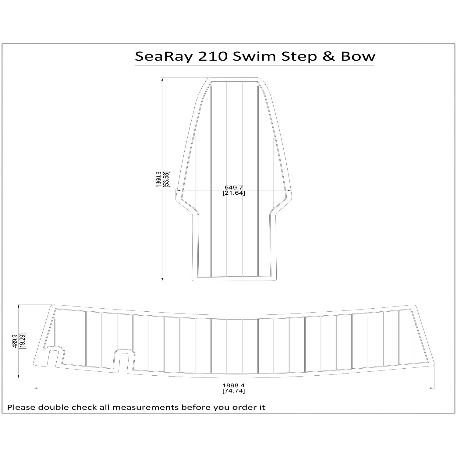SeaRay 210 Swim Step Platform Bow Boat EVA Faux Foam Teak Deck Floor Pad