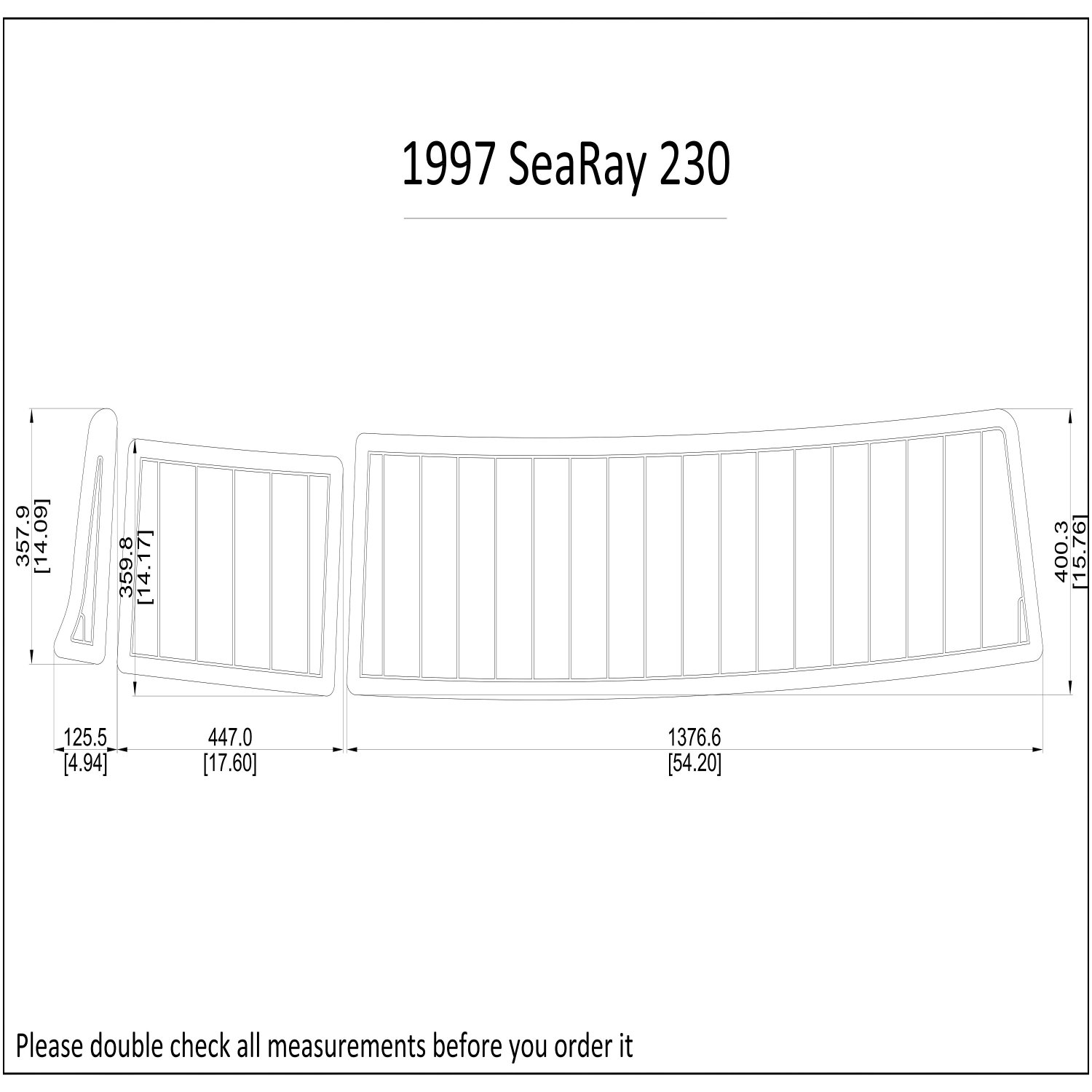 1997 SeaRay 230 Swim Platform Boat EVA Faux Foam Teak Deck Floor Pad