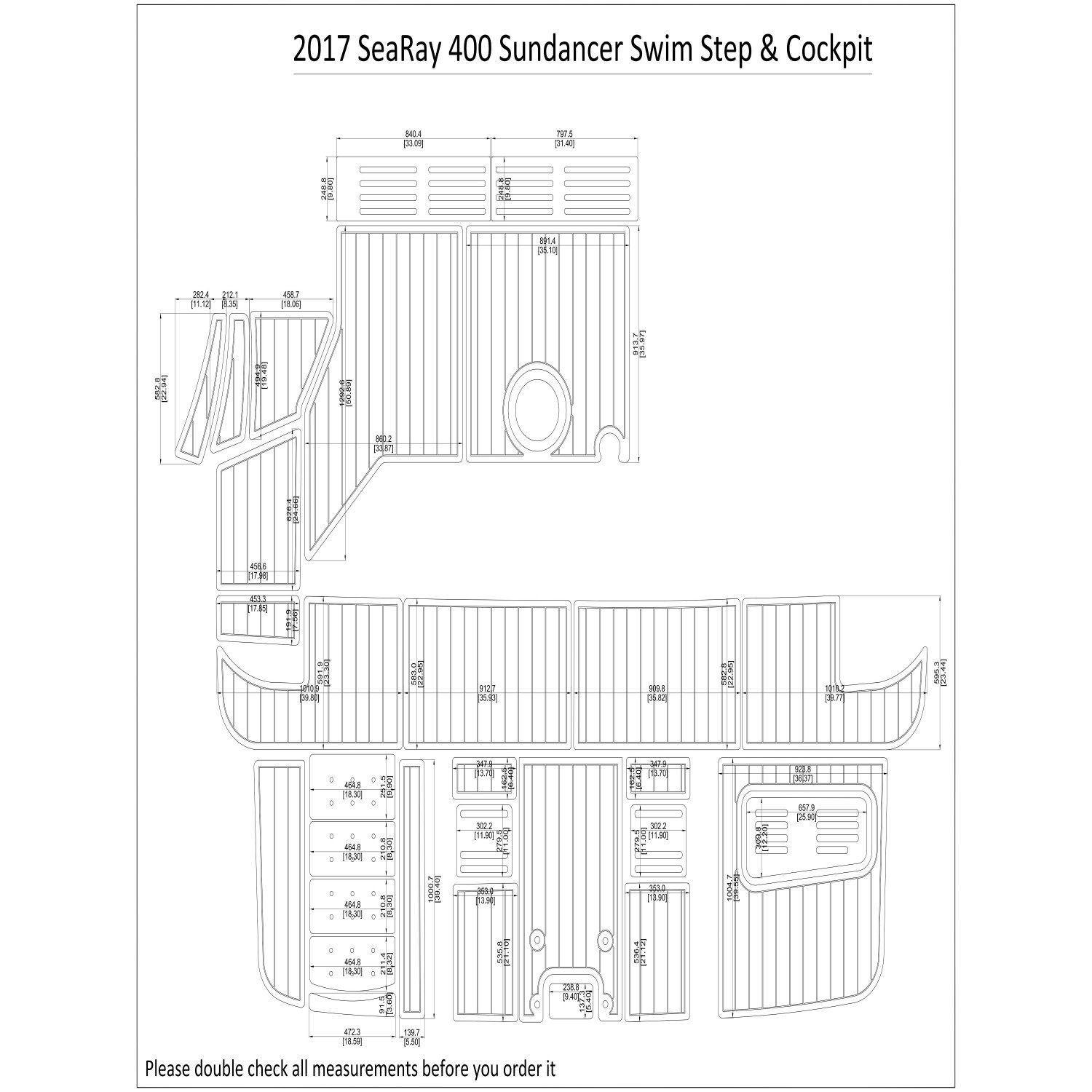 2017 SeaRay 400 Sundancer Swim Step Cockpit Boat EVA Faux Foam Teak Deck Floor