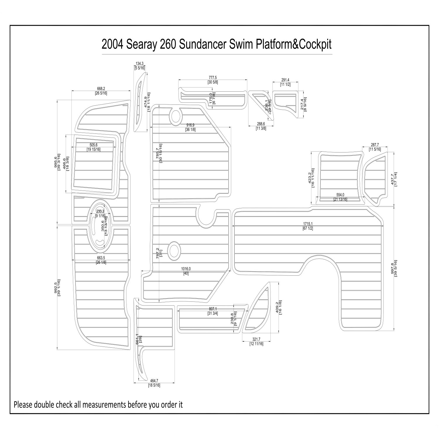 2004 Searay 240 Sundancer Swim Platform Cockpit Boat EVA Foam Teak Deck Floor