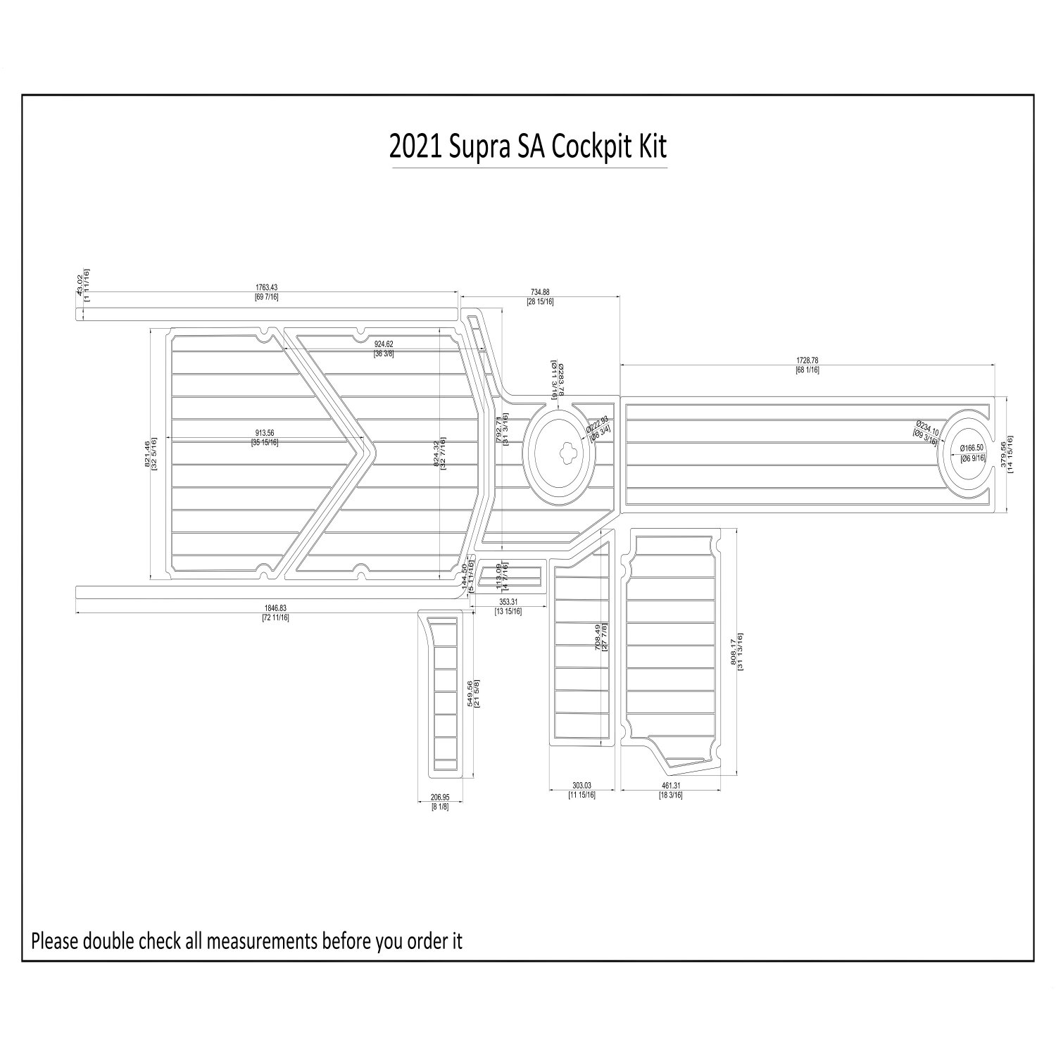 2021 Supra SA Cockpit Kit Boat EVA Faux Foam Teak Deck Floor Pad