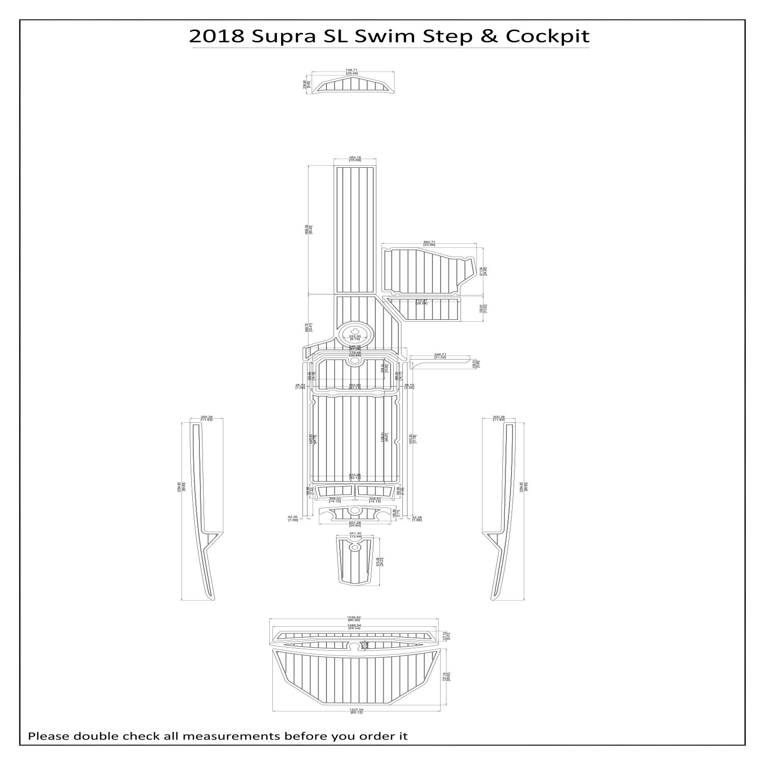 2018 Supra SL Swim Step Cockpit Boat EVA Faux Foam Teak Deck Floor Pad