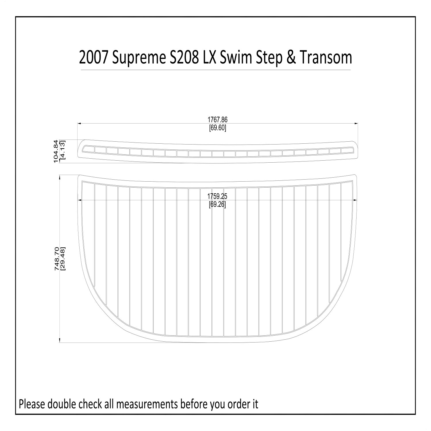 2007 Supreme S208LX Swim Step Cockpit Boat EVA Faux Foam Teak Deck Floor Pad