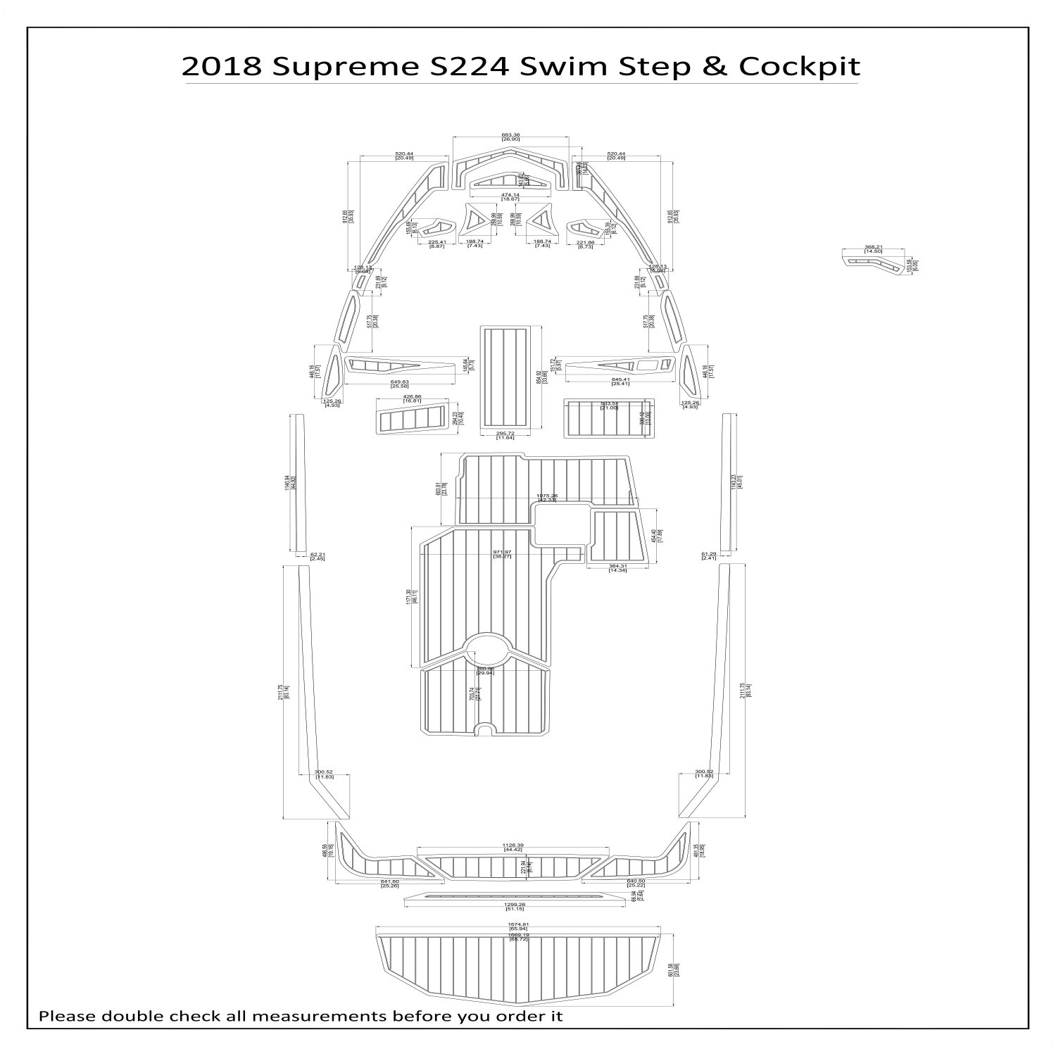 2018 Supreme S224 Swim Step Cockpit Boat EVA Faux Foam Teak Deck Floor Pad
