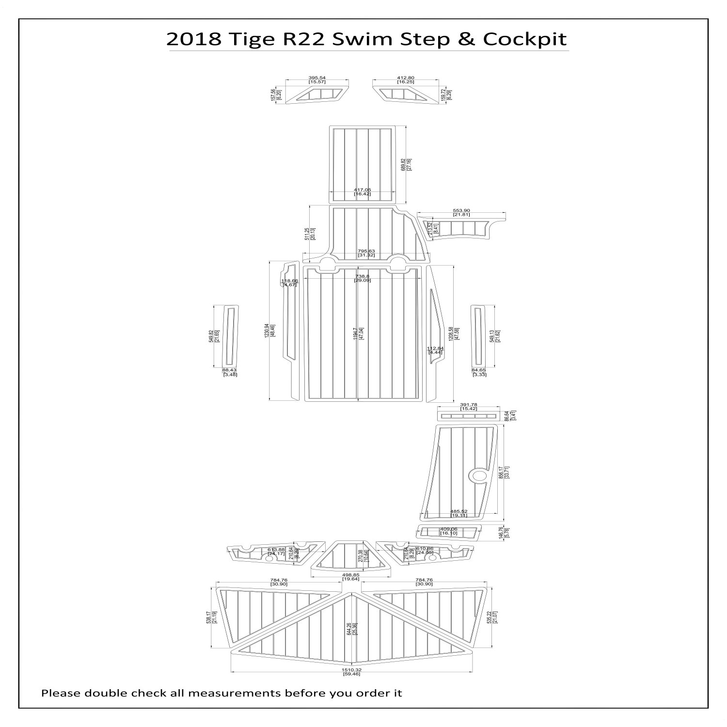 2018 Tige R22 Swim Step Cockpit Boat EVA Faux Foam Teak Deck Floor Pad