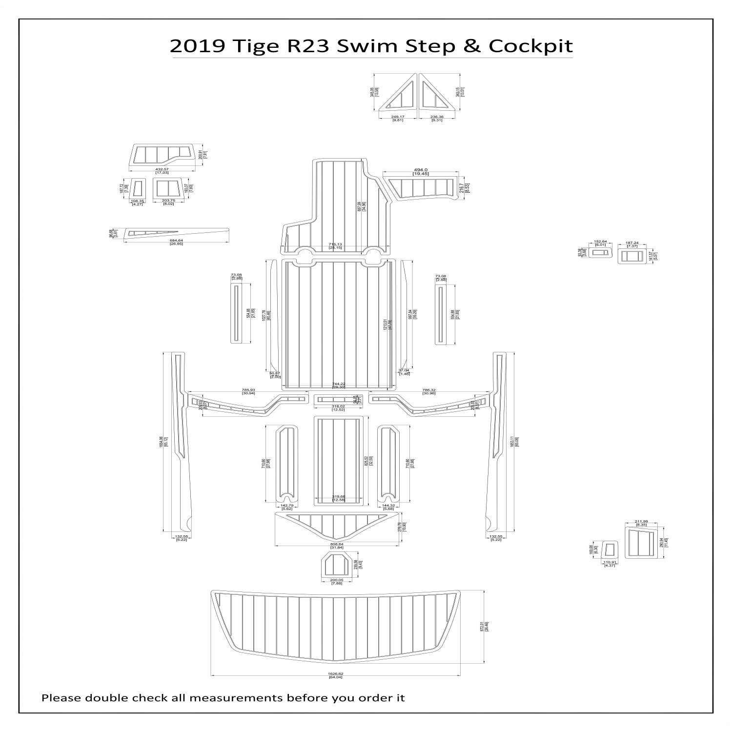 2019 Tige R23 Swim Step Cockpit Boat EVA Faux Foam Teak Deck Floor Pad