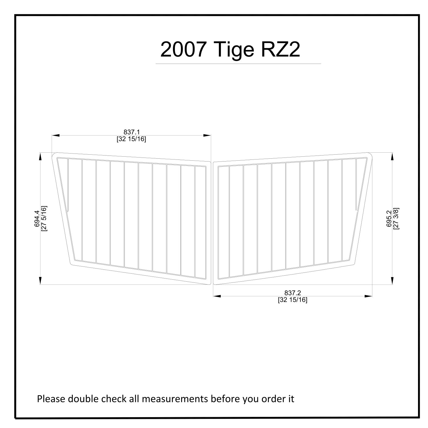 2015 Tige RZ2 Swim Platform Boat EVA Faux Foam Teak Deck Floor Pad
