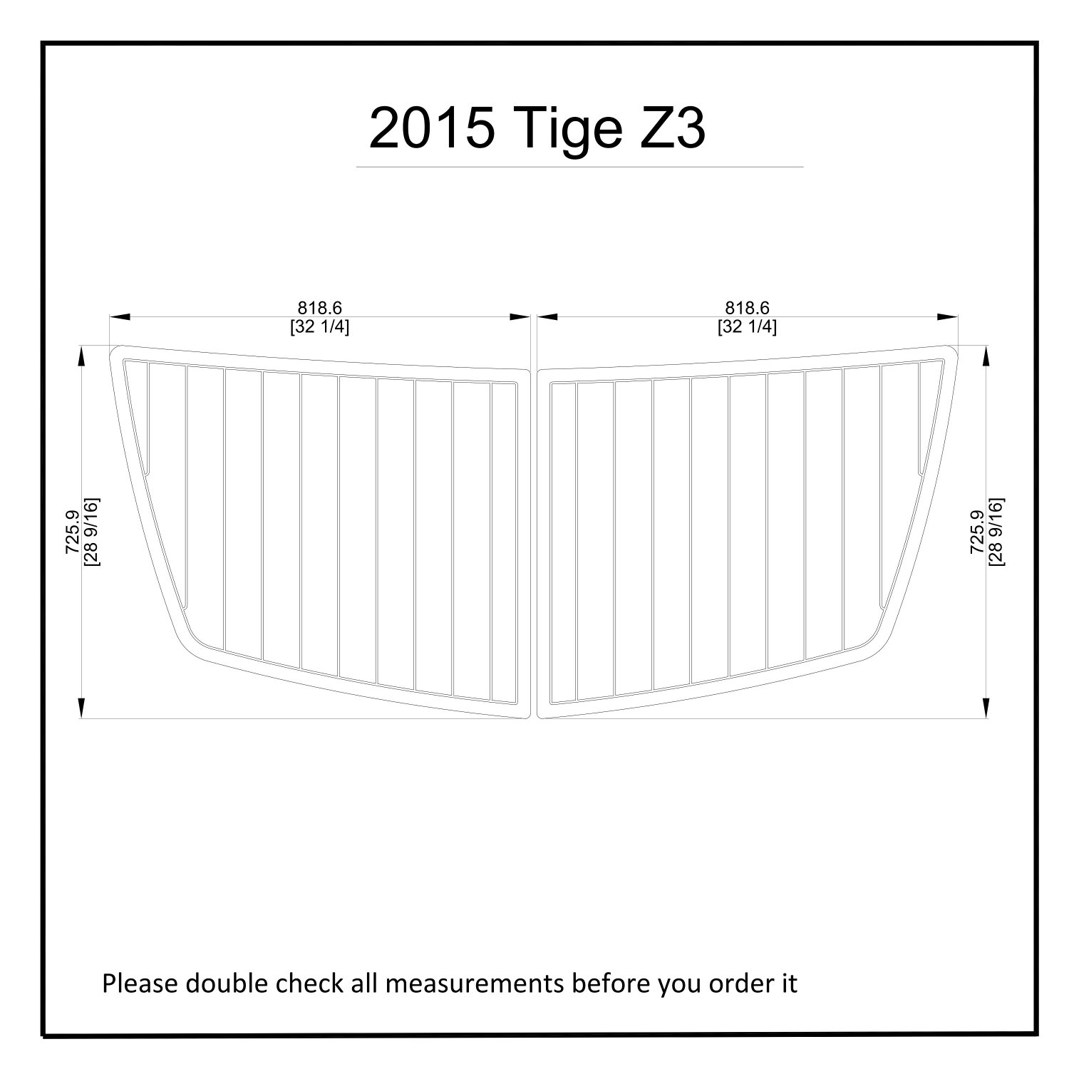 2015 Tige Z3 Swim Platform Boat EVA Faux Foam Teak Deck Floor Pad