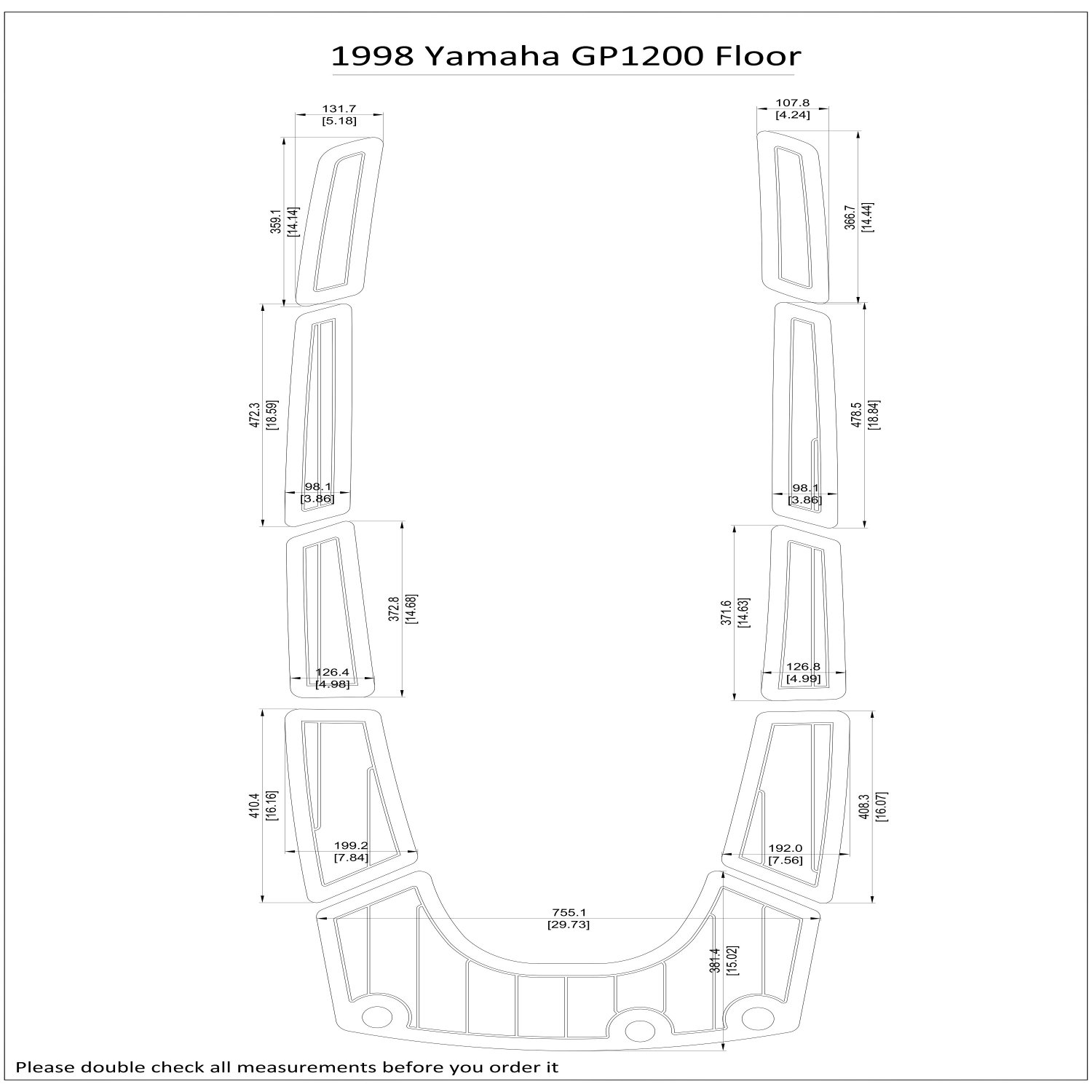 1998 Yamaha GP1200 Floor Boat EVA Faux Foam Teak Deck Floor Pad