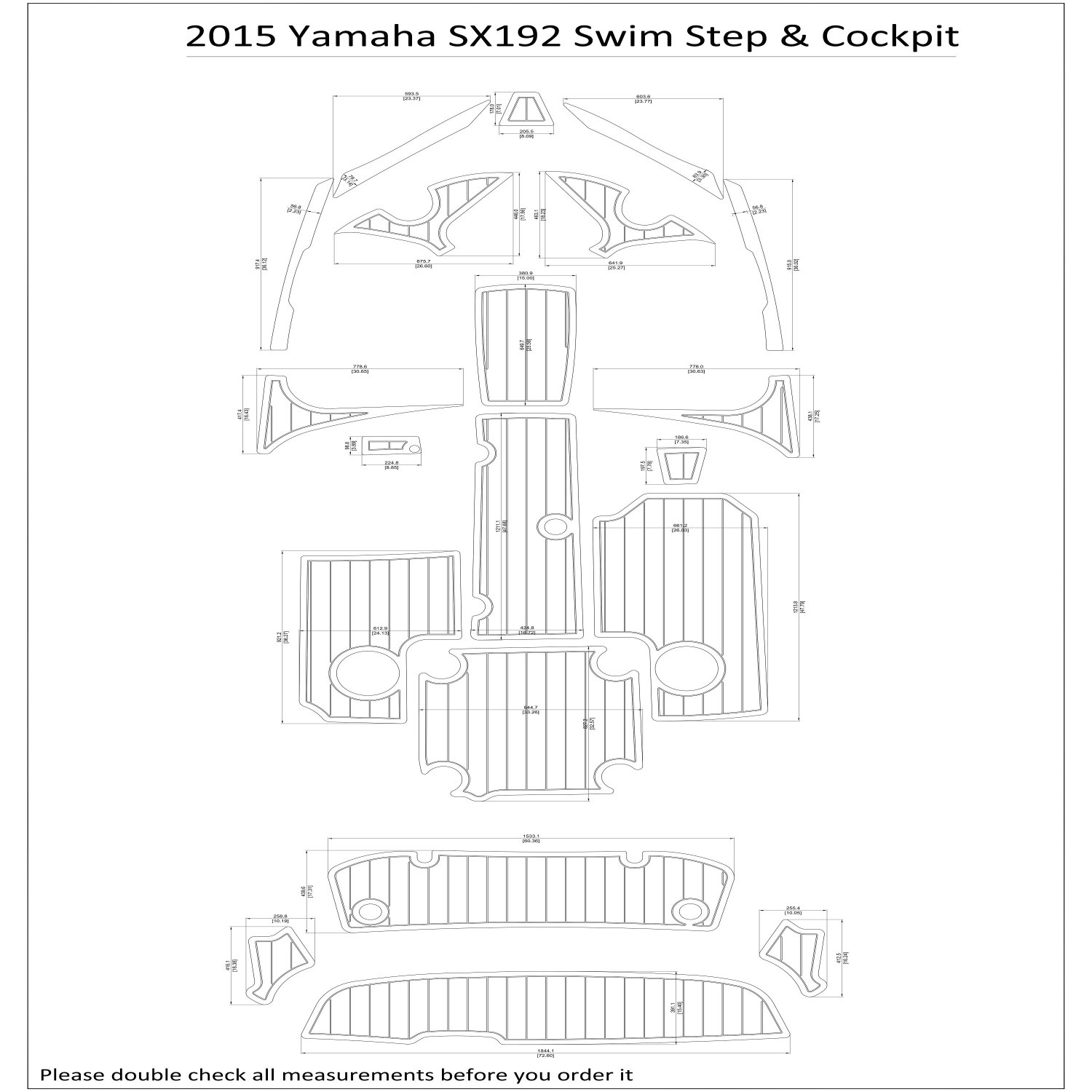 2015 Yamaha SX192 Swim Step Cockpit Boat EVA Faux Foam Teak Deck Floor Pad