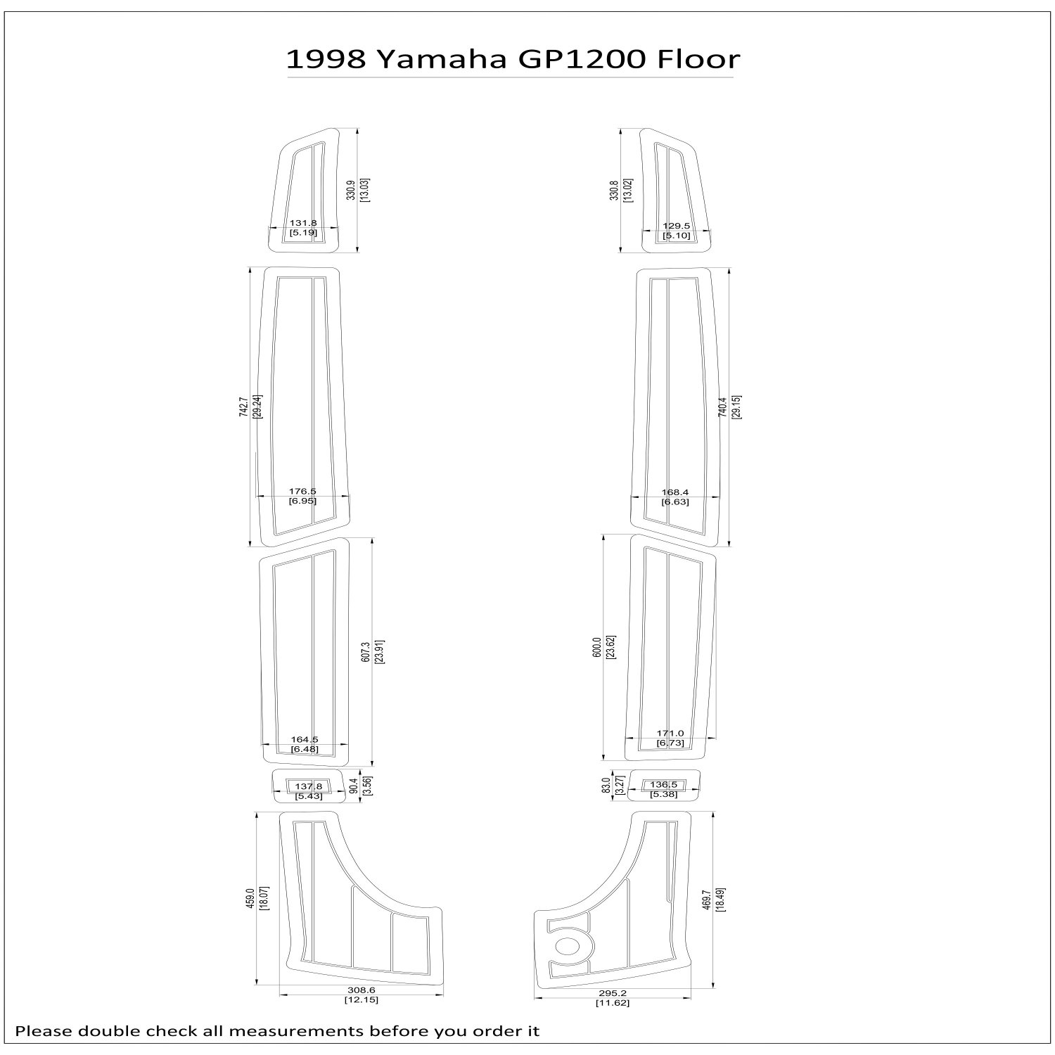 1998 Yamaha XL1200 Floor Boat EVA Faux Foam Teak Deck Flooring Pad