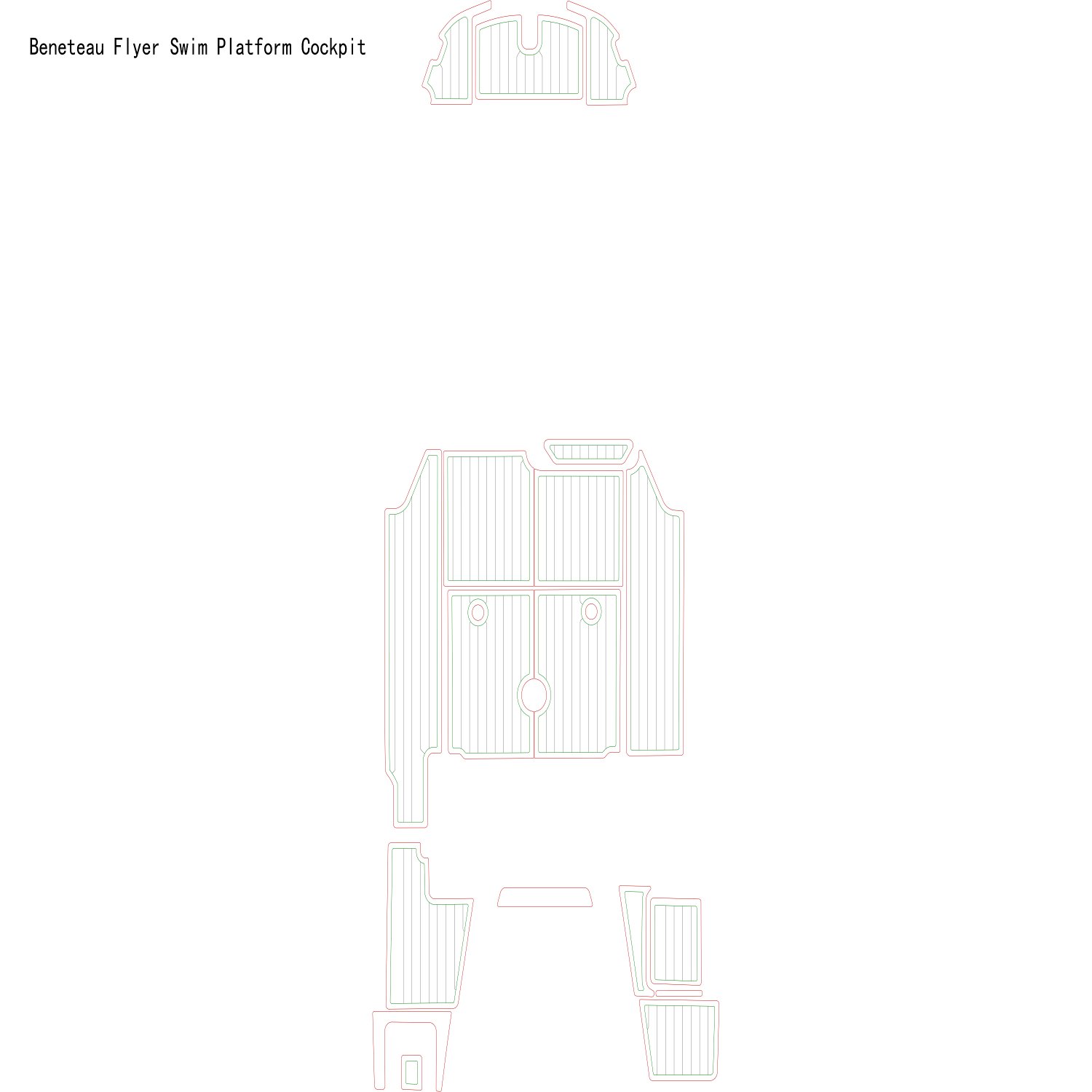 Beneteau Flyer Swim Platform Cockpit Boat EVA Faux Teak Deck Floor Pad