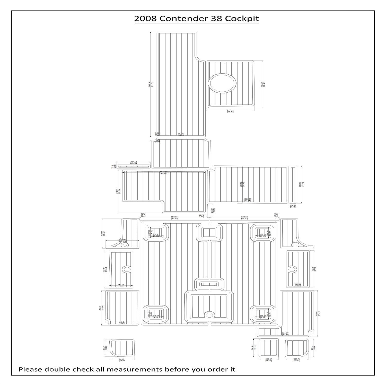 2008 Contender 38 Cockpit EVA Faux Teak Deck Floor Pad
