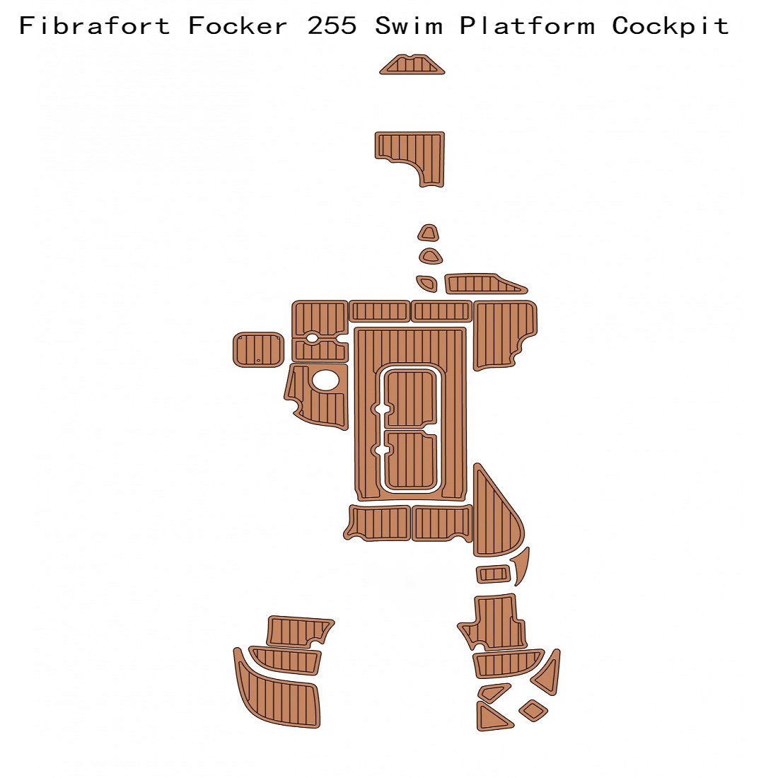 Fibrafort Focker 255 Swim Platform Cockpit Boat EVA Faux Teak Deck Floor Pad