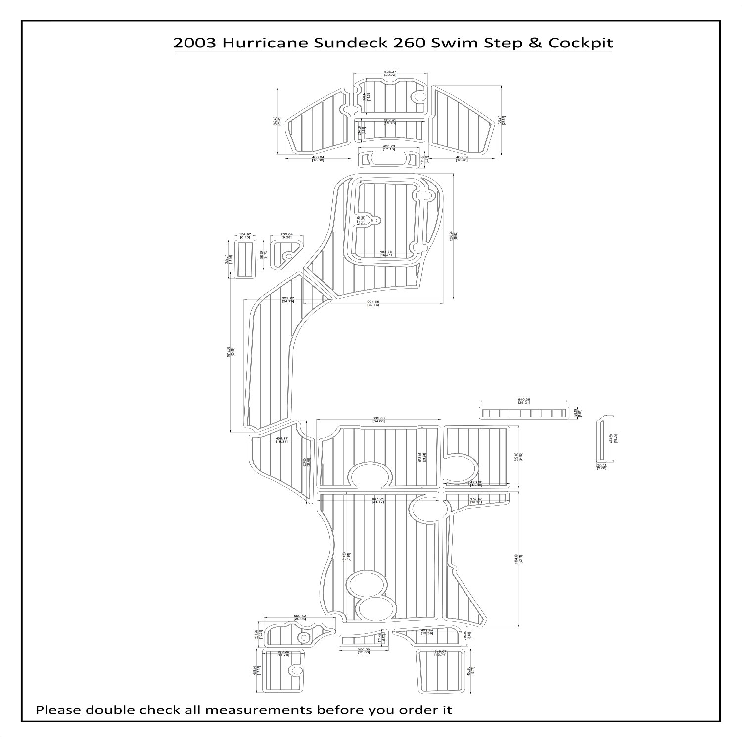 2003 Hurricane Sundeck 260 Swim Step Cockpit EVA Faux Teak Deck Floor Pad