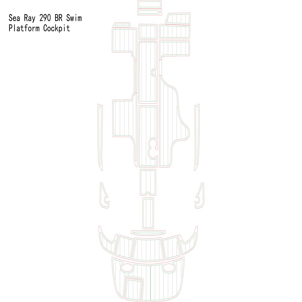 Sea Ray 290 BR Swim Platform Cockpit Pad Boat EVA Foam Faux Teak Deck Floor Mat