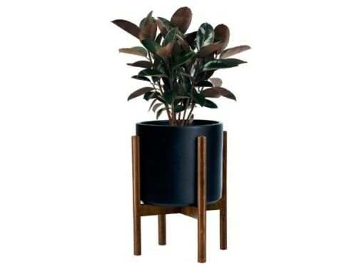 Mid Century Modern Plant Stand Wood Rustic Decor Planter Holder 12" Flower Pot