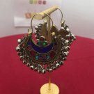 Blue Kuchi Bali Earrings With Small Silver Bells