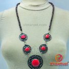 Handmade Stones Necklace With Turquoise and Coral Beads