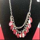 Dual Chain Necklace With Dangling Crystals Stone