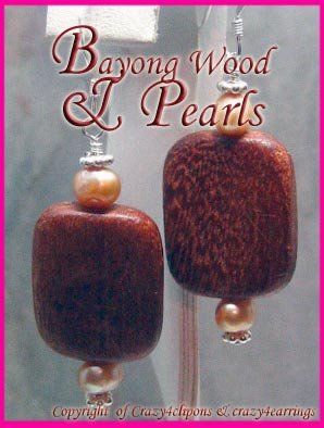 Wood & Pearls Unconventional earrings