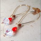Gold Plated: Crystal Long ear wire dangling earrings