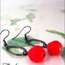 Vintage Hot Pods: Lipstick Red oxidized silver earrings
