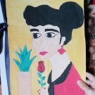 Vintage old primitive paper painting for a girl my old  drawings