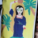 Vintage primitive paper painting for an egyptian village woman my old  drawings