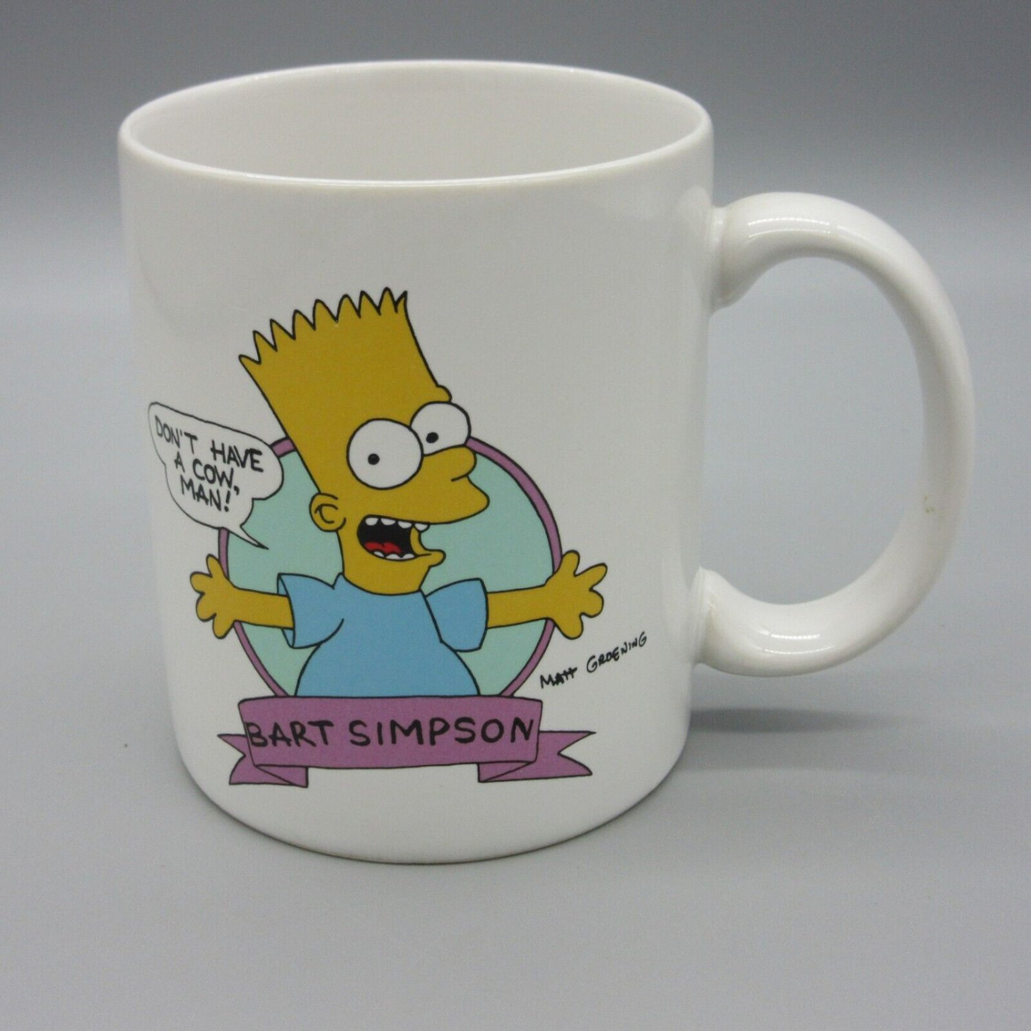 Vintage Bart Simpson Mug Don't Have a Cow Man Ceramic Cup c1990