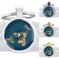 New Flat Earth Pendant Key Chain Blue Silver World Map Jewelry Gifts Keychain