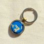 New Flat Earth Pendant Key Chain Blue Silver World Map Jewelry Gifts Keychain