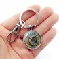 Prague Astronomical Old Clock Pendant Key Chain World Map Silver Flat Earth Gift
