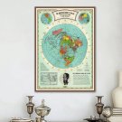 Flat Earth Map Canvas XL Poster CBS American School Of The Air 1943 Home Decor