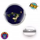 Dark Blue FLAT EARTH Pin Azimuthal Map Dome Model Metal Badge Jewelry Bag Gifts