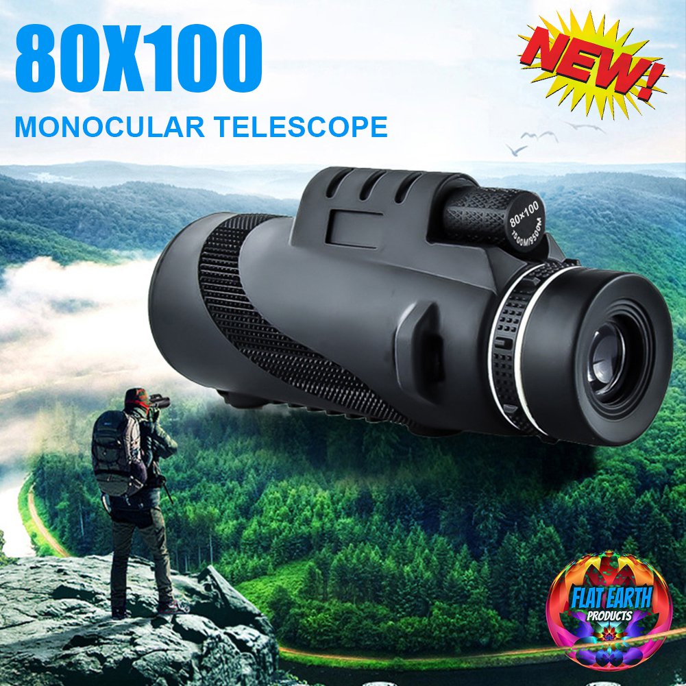 80X100 HD Monocular Telescope 8000M Long Range Zoom Tripod Phone Clip NO CURVE